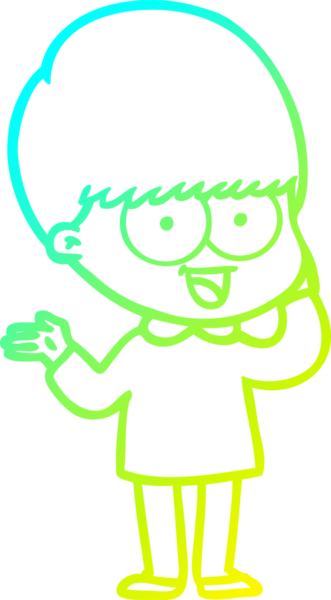 Bir insan tarafından çizilmiş mutlu çizgi film çocuğu çizimi.