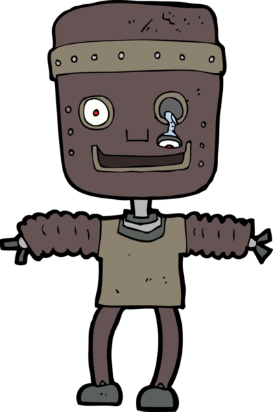 Bir insan tarafından çizilmiş çizgi film robotu