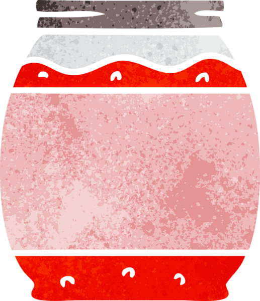 Bir insan tarafından çizilmiş çilek reçelinin retro karikatürü.