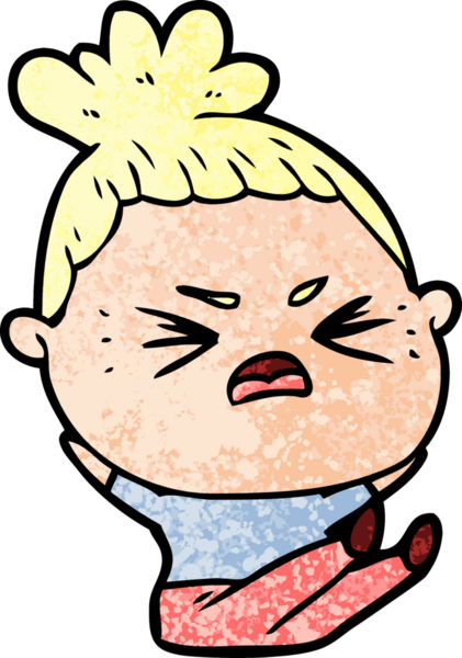 Bir insan tarafından çizilmiş kızgın bir kadın.