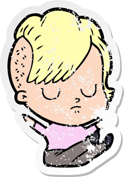 Bir insan tarafından çizilmiş karikatür bir kadının sıkıntılı çıkartması.