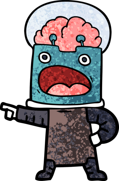 Bir insan tarafından çizilmiş çizgi film robotu