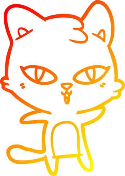 Bir insan tarafından çizilmiş çizgi film kedisinin sıcak çizgi çizimi