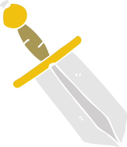 Bir insan tarafından çizilmiş düz renkli çizgi film hançeri