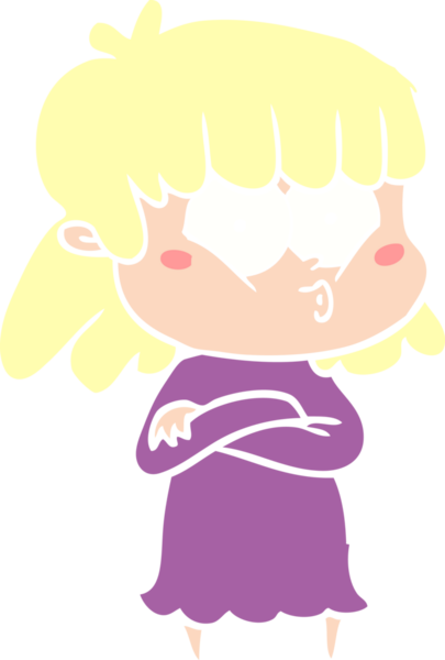 Bir insan tarafından çizilmiş düz renkli bir karikatür.