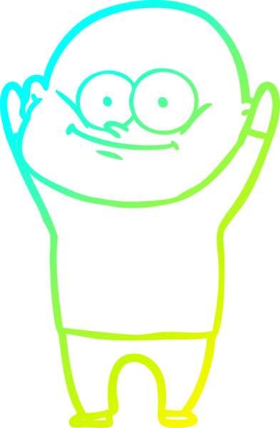 Bir insan tarafından çizilmiş, kel bir adamın soğuk çizgi çizimi.