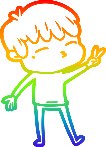 Gökkuşağı gradyan çizgi çizimi bir insan tarafından çizilmiş karikatür hayal kırıklığına uğramış bir adam