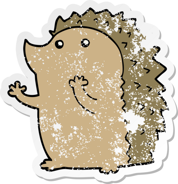 Bir insan tarafından çizilmiş bir kirpinin sıkıntılı çıkartması.