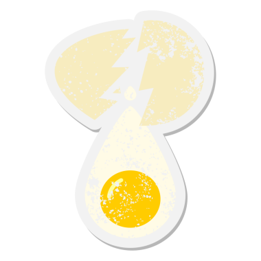 Bir insan tarafından çizilmiş kırık yumurta grunge etiketi.