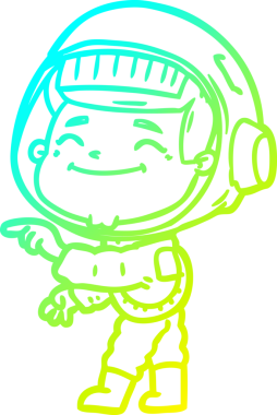 Bir insan tarafından çizilmiş mutlu bir astronotun soğuk gradyan çizimi.