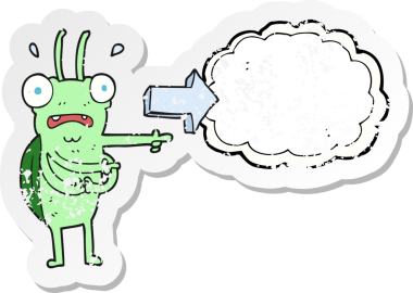 Bir insan tarafından çizilmiş bir karikatür böceğinin gerilimli etiketi