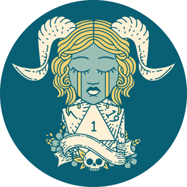 Retro Dövme Biçimi Ağlama Ağlama Doğal bir D20 zar atışıyla bir insan tarafından çizilmiş