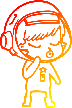 Bir insan tarafından çizilmiş güzel astronot bir kızın sıcak çizgi çizimi