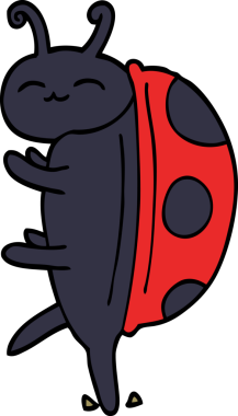 Bir insan tarafından çizilmiş sevimli karikatür uğur böceği.