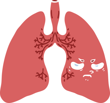 Bir insan tarafından çizilmiş düz renkli çizgi film akciğerleri