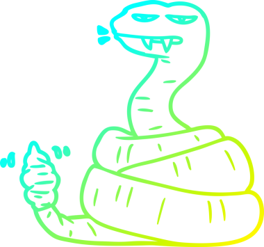 Bir insan tarafından çizilen kızgın çıngıraklı yılanın soğuk gradyan çizimi