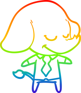 Gökkuşağı gradyan çizgi çizimi Bir insan tarafından çizilmiş gülümseyen fil yöneticisi