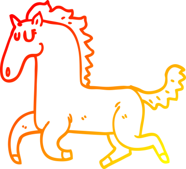 Bir insan tarafından çizilen çizgi film koşu atının sıcak çizgi çizimi