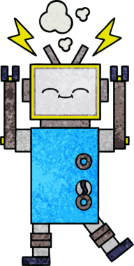 Bir insan tarafından çizilmiş bir robotun retro grunge dokusu