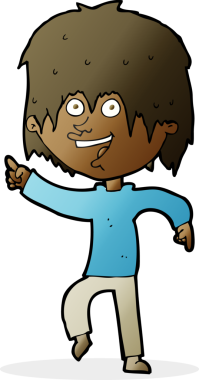 Bir insan tarafından çizilmiş mutlu çocuk çizgi filmi.