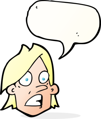 bir insan tarafından çizilmiş konuşma baloncuğu ile korkmuş bir yüz.