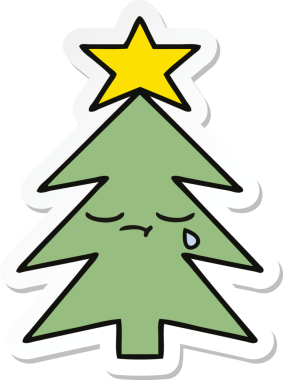 Bir insan tarafından çizilmiş şirin bir noel ağacının çıkartması.