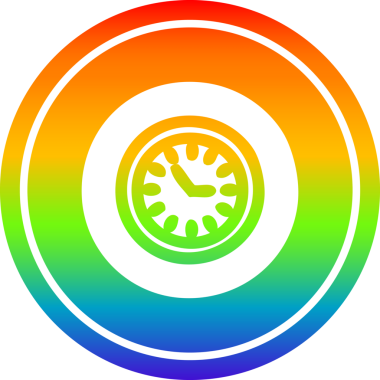 Gökkuşağı gradyan bir insan tarafından çizilmiş duvar saati dairesel simgesi