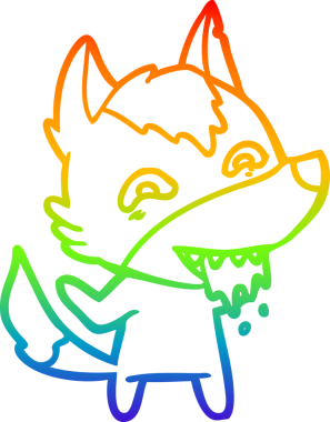 Gökkuşağı gradyan çizgisi insan tarafından çizilmiş aç bir kurt çizgi.