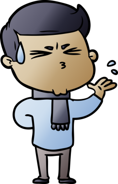 Bir insan tarafından çizilmiş terleyen çizgi film adamı.