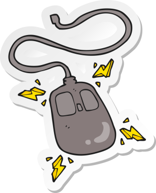 Bir insan tarafından çizilmiş bir bilgisayar faresinin çıkartması.