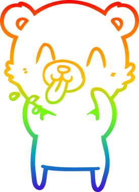 Gökkuşağının gradyan çizimi kaba bir karikatür kutup ayısının bir insan tarafından çizilmiş dili.