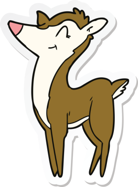 Bir insan tarafından çizilmiş karikatür geyiğinin çıkartması.