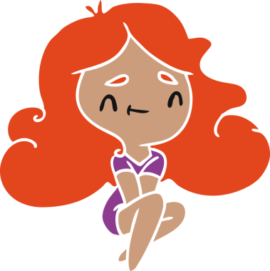 Bir insan tarafından çizilmiş sevimli bir kawai kızının çizgi film çizimi