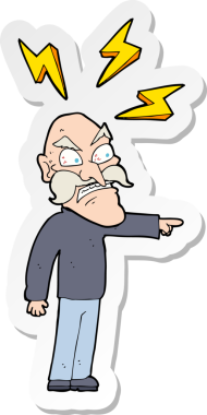 Bir insan tarafından çizilmiş kızgın yaşlı bir adamın çıkartması.