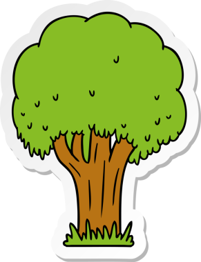 Bir insan tarafından çizilmiş bir yaz ağacının el çizimi karikatürü.