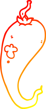 Bir insanın çizdiği kırmızı biber çizgi filminin sıcak gradyan çizimi