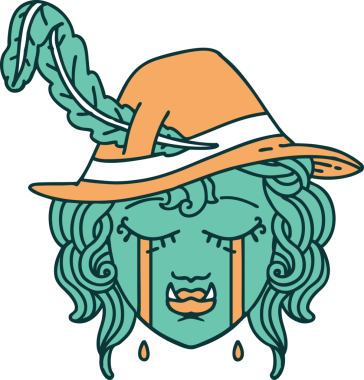 Retro Dövme Biçimi Ağlayan Ork Ozan karakteri Bir insan tarafından çizilmiş