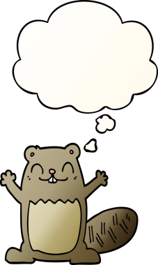 Düşünce baloncuklu çizgi film kunduzu, bir insan tarafından çizilmiş düzgün eğimli bir şekildedir.