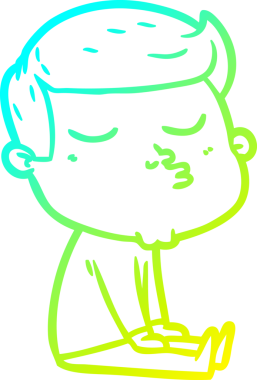 Çizgi film mankeni bir adamın insan tarafından çizilmiş soğuk gradyan çizimi.