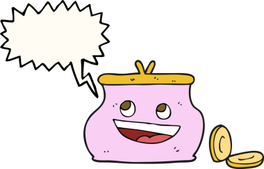 Bir insan tarafından çizilmiş serbest konuşma balonu karikatürü çantası