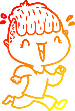 Sıcak bir çizgi film çizimi. Mutlu bir çocuk. Bir insan tarafından çizilmiş.