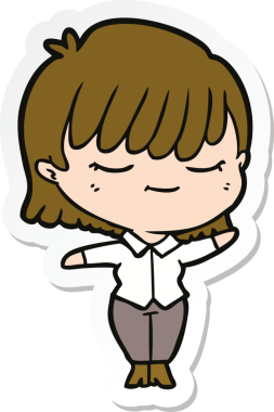 Bir insan tarafından çizilmiş bir karikatür kadının çıkartması.