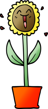 Bir insan tarafından çizilmiş saksıda vektör gradyanı çizimi çizimi