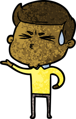 Bir insan tarafından çizilmiş terleyen çizgi film adamı.