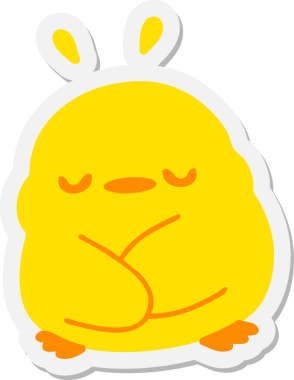 Bir insan tarafından çizilmiş şirin yavru kuş etiketi.