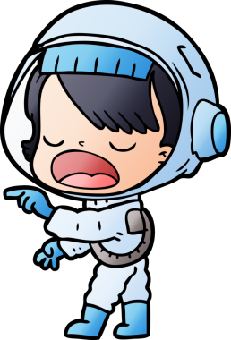 Bir insan tarafından çizilmiş astronot kadın.