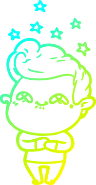 Bir insan tarafından çizilmiş, heyecanlı bir çizgi film çizimi.