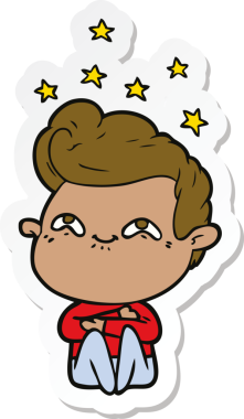 Bir insan tarafından çizilmiş heyecanlı bir adamın çıkartması.