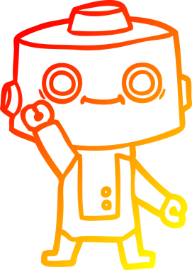 Bir insan tarafından çizilen çizgi film robotunun sıcak çizgi çizimi