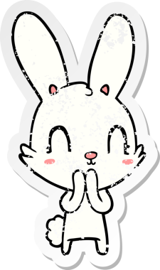 Bir insan tarafından çizilmiş şirin bir tavşanın sıkıntılı çıkartması.